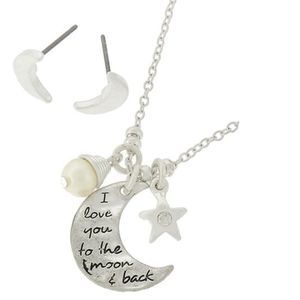 𝅺ANTIQUE Star & New Moon charm Necklace set